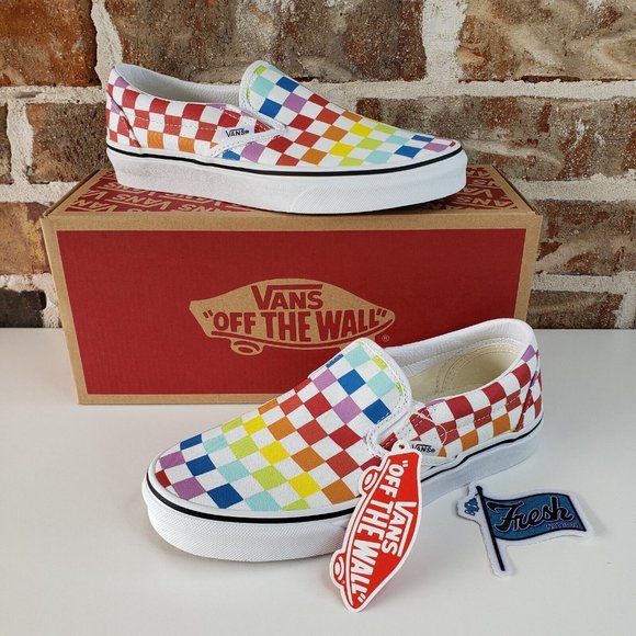 Vans | Shoes | Vans Classic Slipon Checkerboard Rainbow Pride Shoes